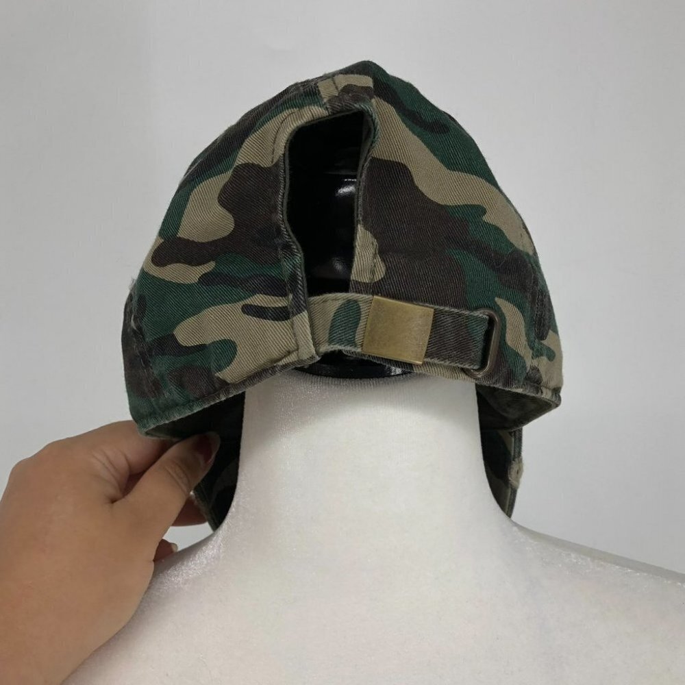 NWOT Green Kbethos Vintage Distressed "Dog Mom" Camo Baseball Cap - Picture 7 of 10
